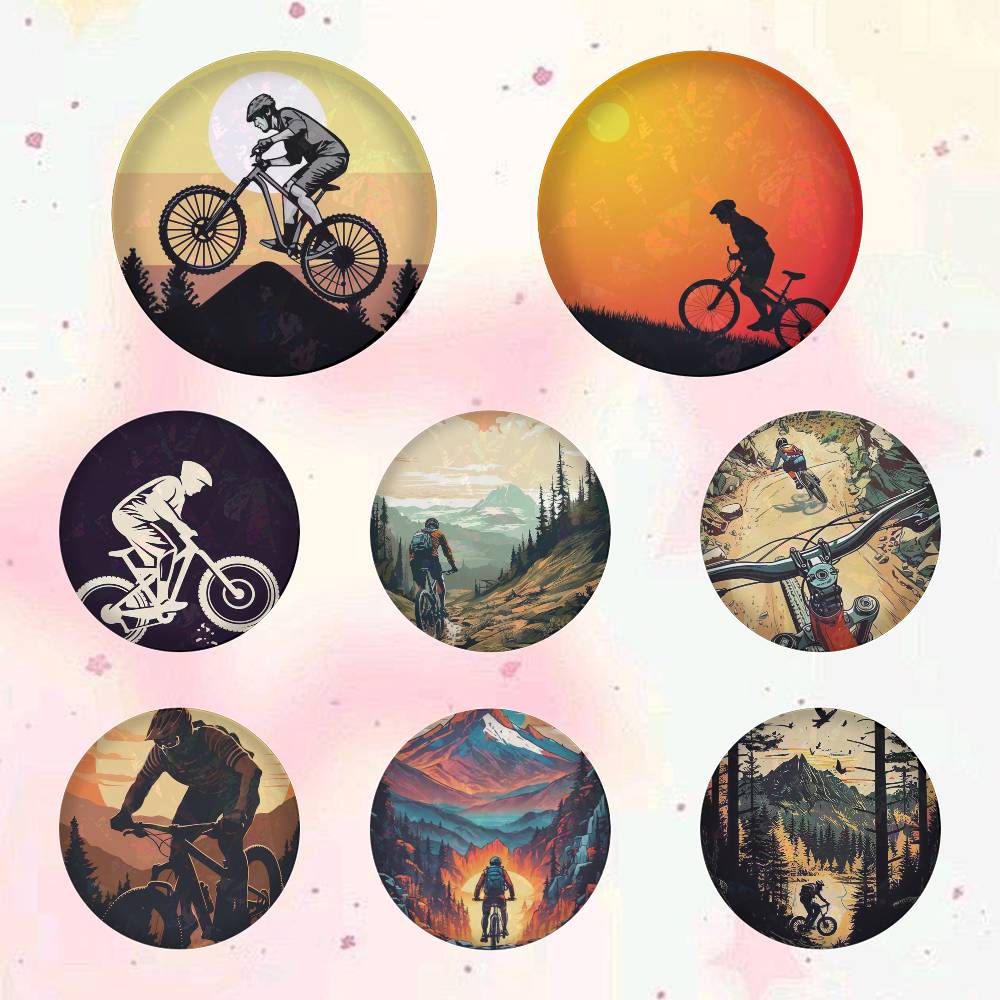 Mountain Biking In Japan - Круглые броши с мультяшными персонажами 75x75
